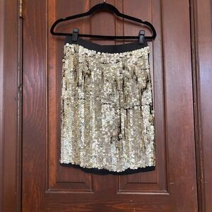 3.1 Phillip Lim Jumbo Gold Sequin Silk Pencil Skirt Size 6 Mermaidcore Disco